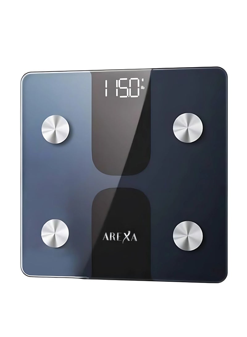 أريكسا ميزان ذكي C1 مزود بتقنية البلوتوث - ميزان دهون الجسم، ميزان حمام رقمي لاسلكي مزود بـ 15 قياسًا أساسيًا، محلل تكوين الجسم للياقة البدنية، يدعم وحدة الوزن بالرطل/الكجم - أسود/أبيض - Image 4