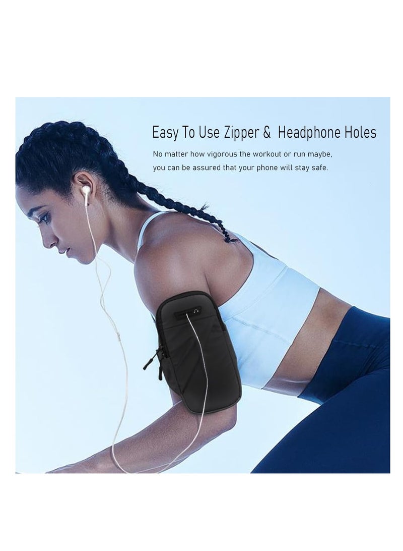 SOLARAE Phone Holder for Running Cell Phone Arm Bands Phone Strap Armband Fits iPhone and Android Use for Running Walking Hiking and Biking Black 6.7 Inches - Image 2