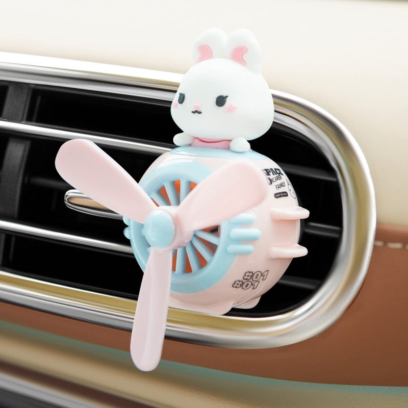 Yokosea Pilot Rabbit Cute Car Diffuser - Rotating Propeller Cartoon Automotive Air Outlet Fan Creative Car Perfume Decoration - Automotive Air Fresheners - Image 2