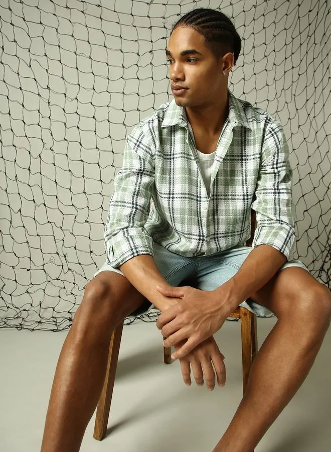 Hubberholme Green Shirt for Men, Trendy Casual Look