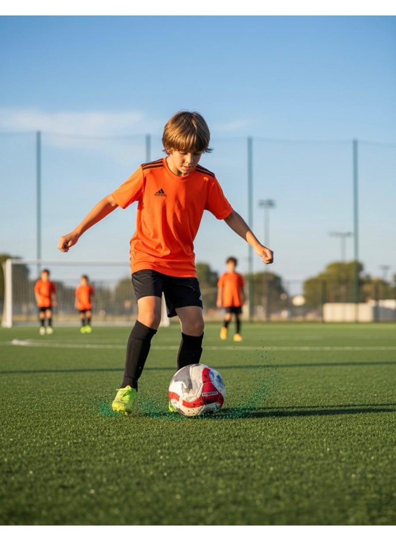 Toyland PU Football Size 5 – 32 Panel Hand Stitched Training and Match Soccer Ball for Outdoor Sports, Red & Grey - Image 2