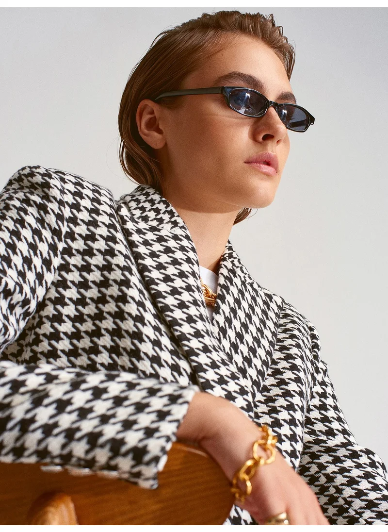 ديلفين 6847 Houndstooth Blazer Jacket-Black