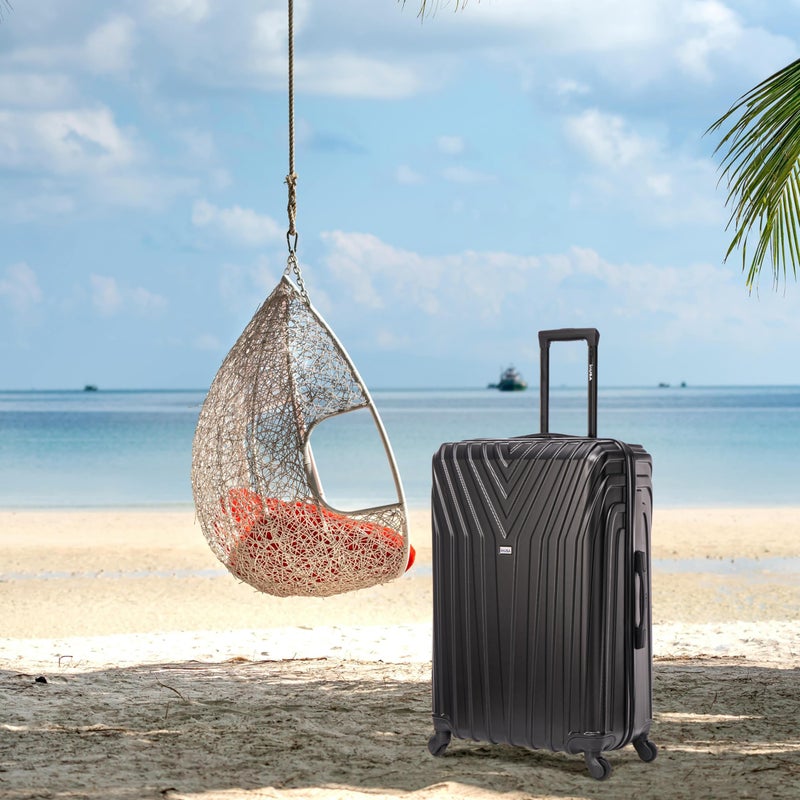 InUSA VASTY Luggage with Spinner Wheels | Durable Lightweight Hardside Suitcase, Travel Bag with Handle and Trolley, 28-Inch Large Checked Luggage | Black - Image 5