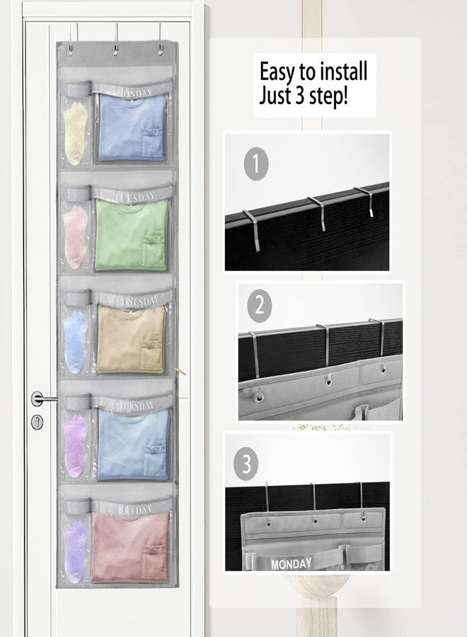 RUIPBOTE Weekly Kids Clothes Organizer - Day of The Week Hanging Closet Storage for School Outfits, Kids’ Wardrobe Organizer with Labels for Monday to Friday (2) - Image 2