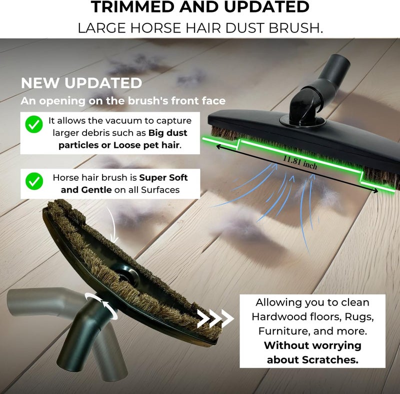 GHAMADE for Shark Navigator NV360 NV356E NV352 NV350 NV355 Vacuum: Hardwood Floor Brush Head, Horsehair Dust Brush Attachment plus Vacuum Extension Wands (for Shark Navigator NV360 NV356E NV352 NV350 NV355) - Image 5
