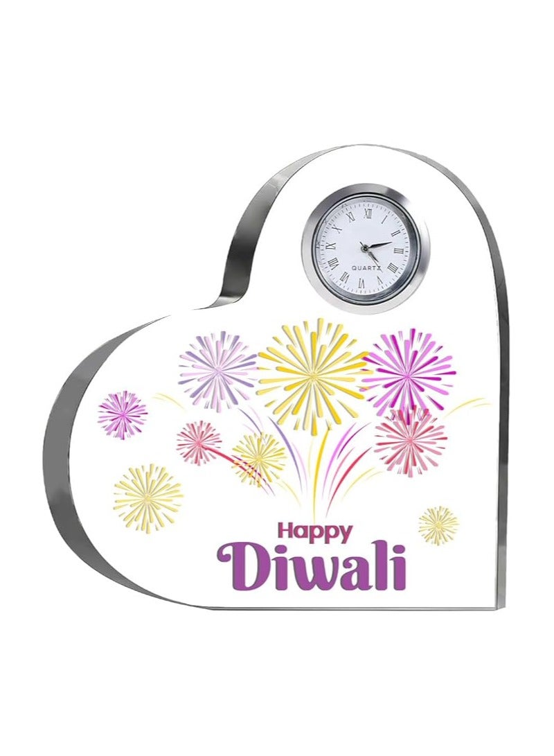 PRINTSHOP4ME Diwali Special Heart-Shaped Crystal Clock Gift-Thoughtful Presents For Diwali Gifts For Your Friends And Family  - Image 1