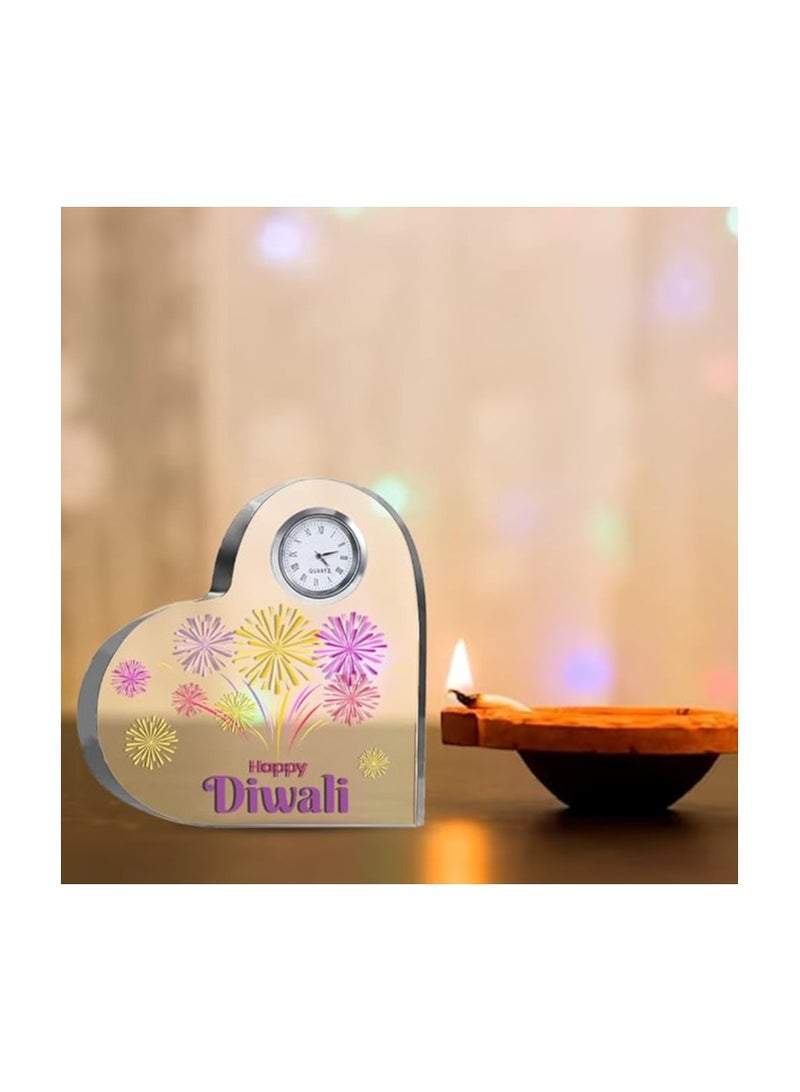 PRINTSHOP4ME Diwali Special Heart-Shaped Crystal Clock Gift-Thoughtful Presents For Diwali Gifts For Your Friends And Family  - Image 2