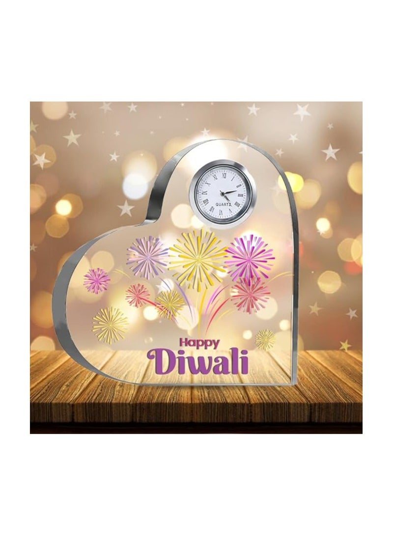 PRINTSHOP4ME Diwali Special Heart-Shaped Crystal Clock Gift-Thoughtful Presents For Diwali Gifts For Your Friends And Family  - Image 3