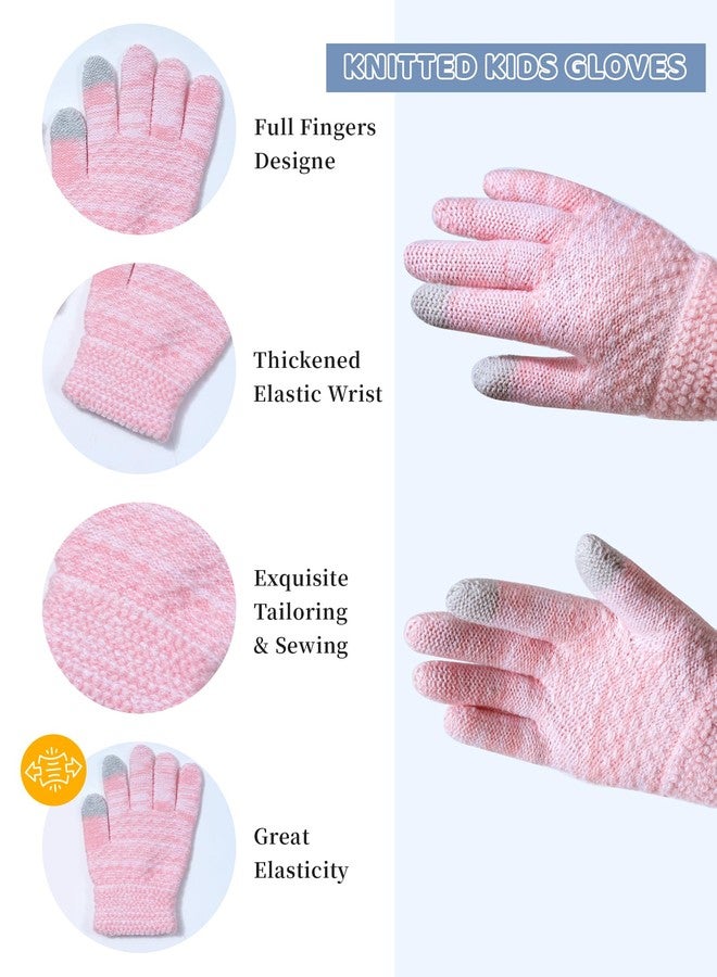 Kajeer Girls Winter Hat Gloves Scarf Set, Kids 2-14 Beanie Cap Pom Pom Neck Warmer Neck Gaiter Fleece Lined,Touch Screen Gloves - Image 5