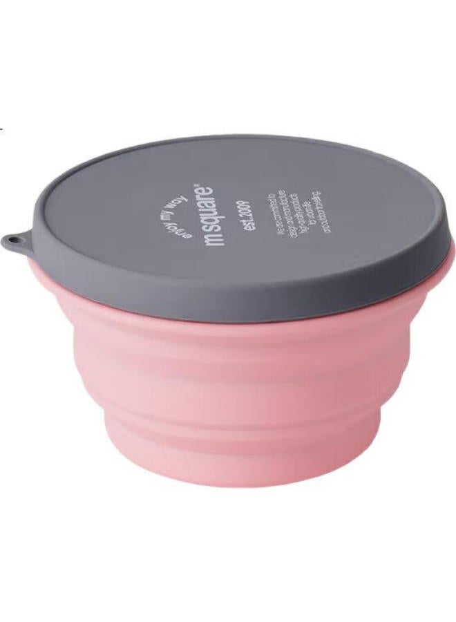 M Square Folding Bowl, Silicone Cup, Travel Portable, Food-Grade Baby Bowl, Camping Picnic, Cherry Blossom Pink Medium Cup + Large Bowl - Image 1