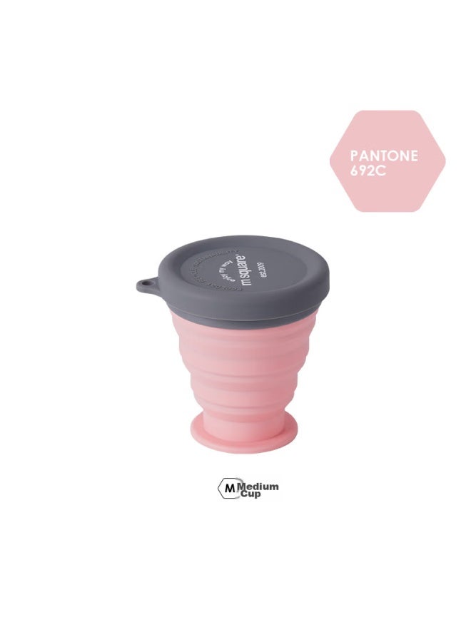 M Square Folding Bowl, Silicone Cup, Travel Portable, Food-grade Baby Bowl, Camping Picnic, Cherry Blossom Pink Medium Cup + Large Bowl - Image 3