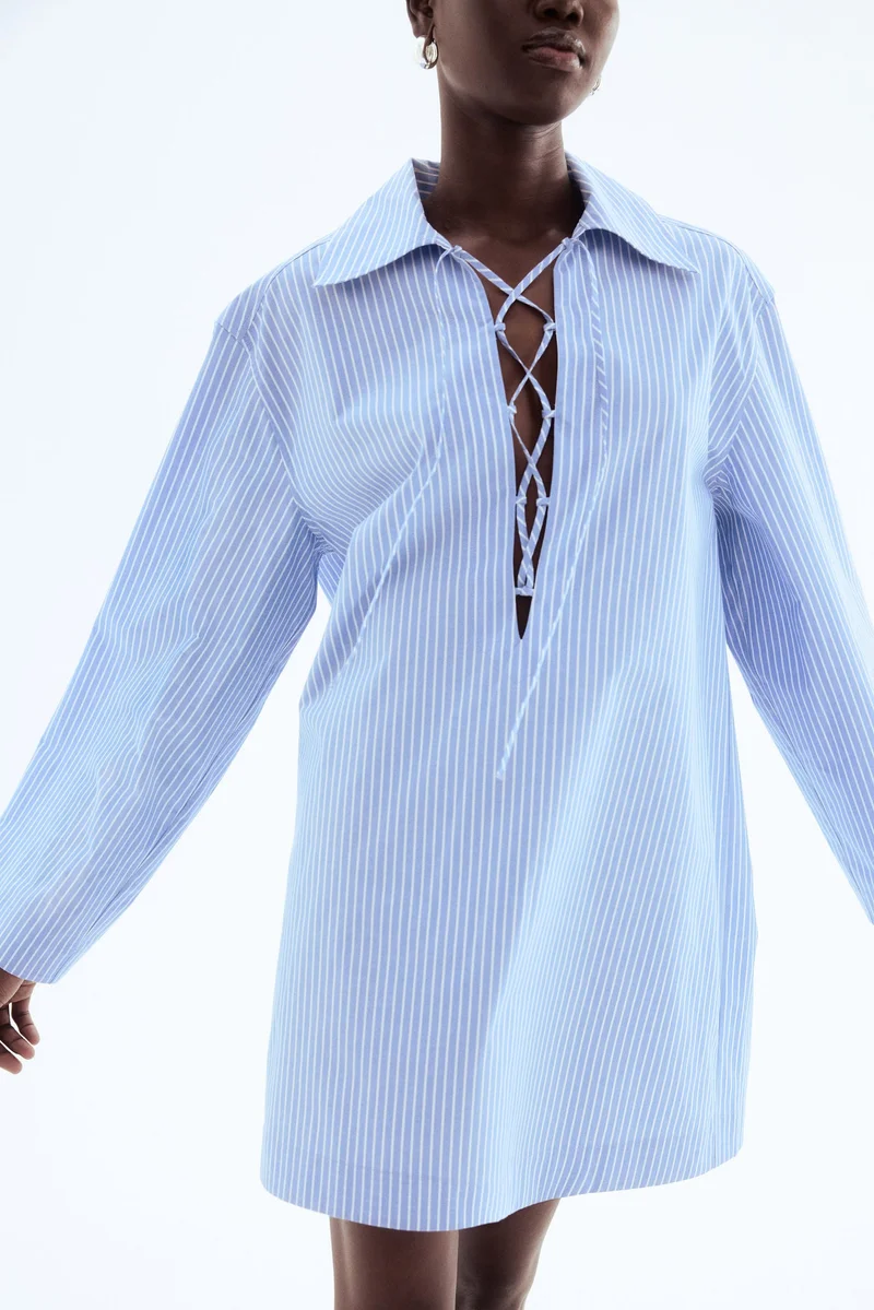 H&M Lace-up shirt dress