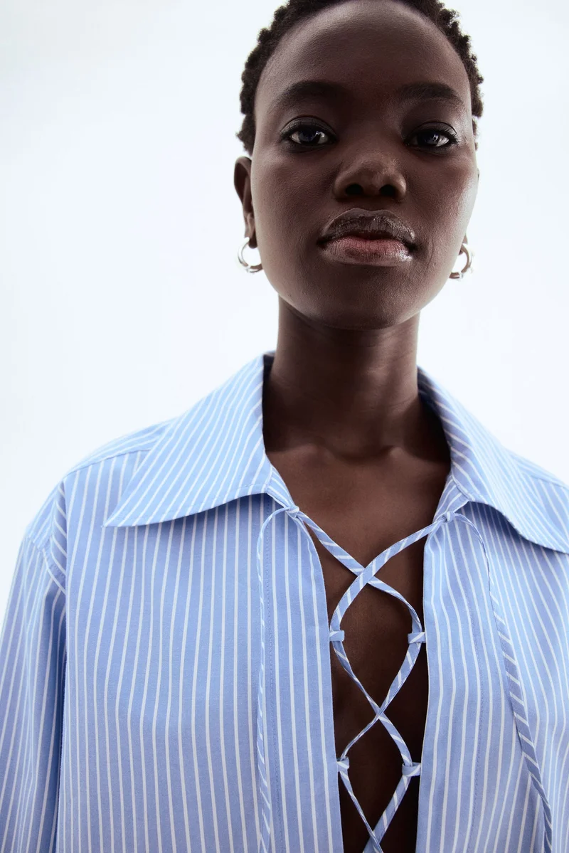 H&M Lace-up shirt dress