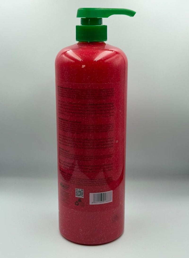 Berg Berg Natural Peach & Strawberry Exfoliating Shower Gel & Scrub – Vitamin B₅ & C for Soft, Radiant Skin (1250 ml) - Image 2