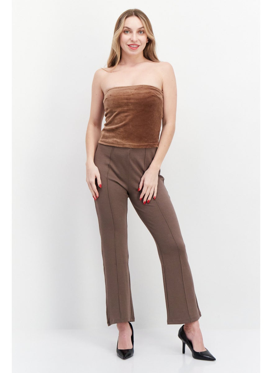 Misfit Women Straight Across Strapless Textured Tops, Brown  - Image 4