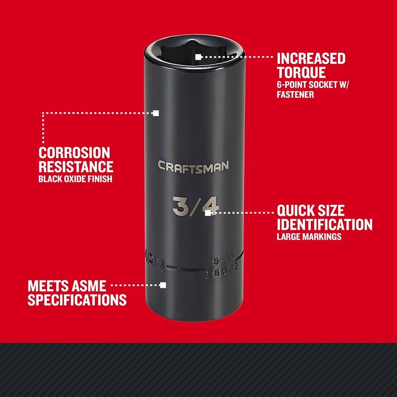 CRAFTSMAN مفتاح تأثير عميق، SAE، 1/2 بوصة، 3/4 بوصة (CMMT16061) - Image 4