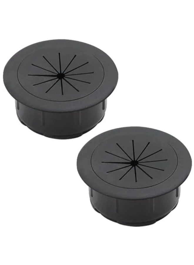 حزمة 2 من فتحات الكابل المرنة بحجم 2 بوصة، غطاء فتحة إدارة الكابلات للمنزل والمكتب، أسود - Image 1