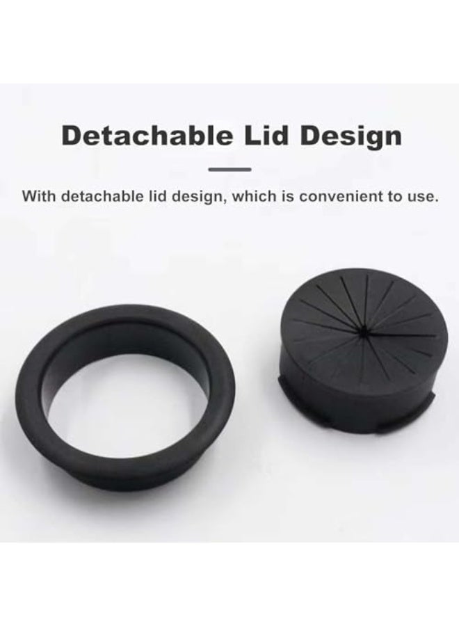 حزمة 2 من فتحات الكابل المرنة بحجم 2 بوصة، غطاء فتحة إدارة الكابلات للمنزل والمكتب، أسود - Image 5