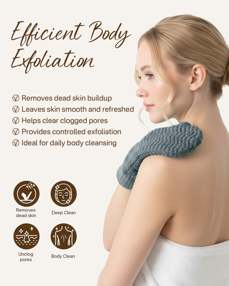 Fundrem Exfoliating Gloves 2 Pack, Wave Texture Exfoliating Mitt for Dead Skin Remover, Body Scrub Gloves for Bath Shower, Korean Exfoliating Mitt, Loofah Alternative Body Scrubber for Women & Men - Image 3