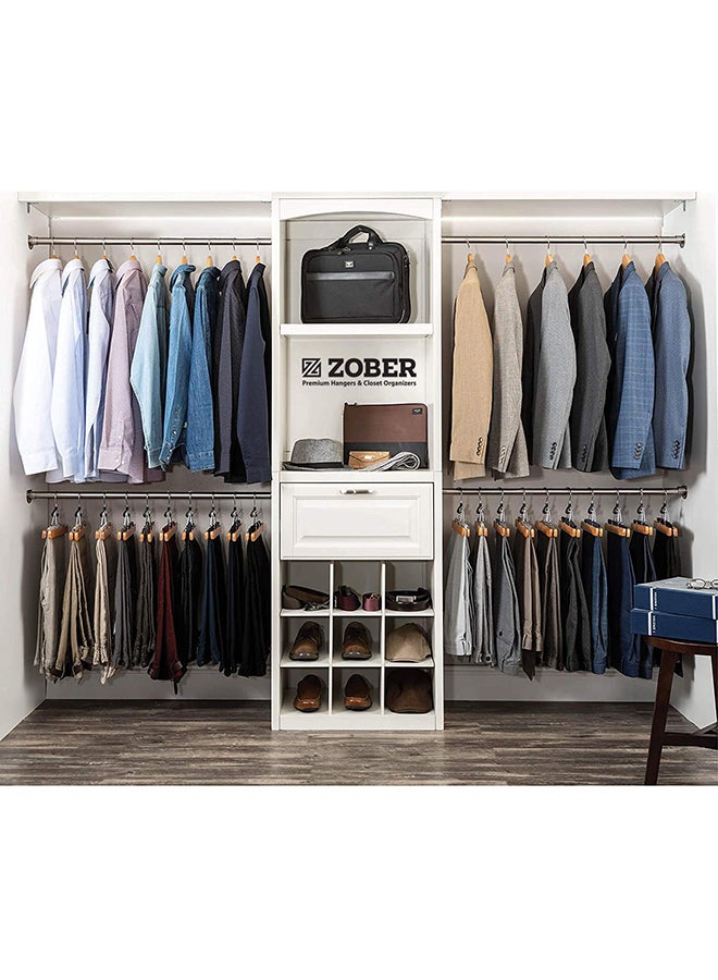 20-Piece Premium Natural Wood/Silver Hangers with 360° Swivel Hook and Notches 44.5x22.86cm - Image 2