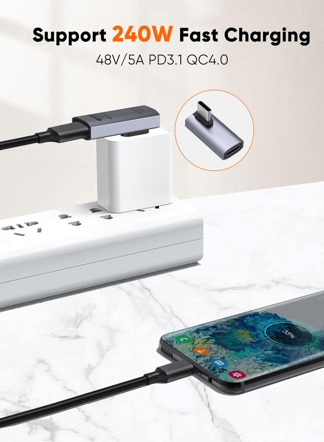 CableCreation 90 Degree USB C Adapter 2 Pack, Right Angle USB C Male to Female Adapter 40Gbps 240W Compatible with Steam Deck, ROG Ally, Switch, Notebook, PC, Tablet, Phone and More, Middle Angle - Image 3