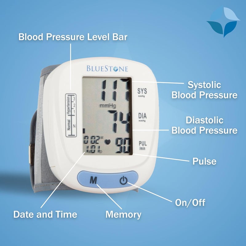 Bluestone Blood Pressure Machine  BP and Pulse Monitor for Heart Health with Digital LCD Screen Memory Recall Adjustable Cuff and Storage Case by Bluestone - Image 3