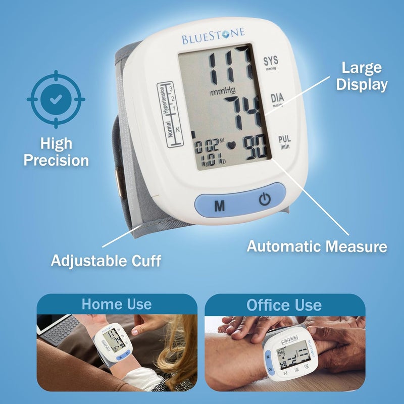 Bluestone Blood Pressure Machine  BP and Pulse Monitor for Heart Health with Digital LCD Screen Memory Recall Adjustable Cuff and Storage Case by Bluestone - Image 4