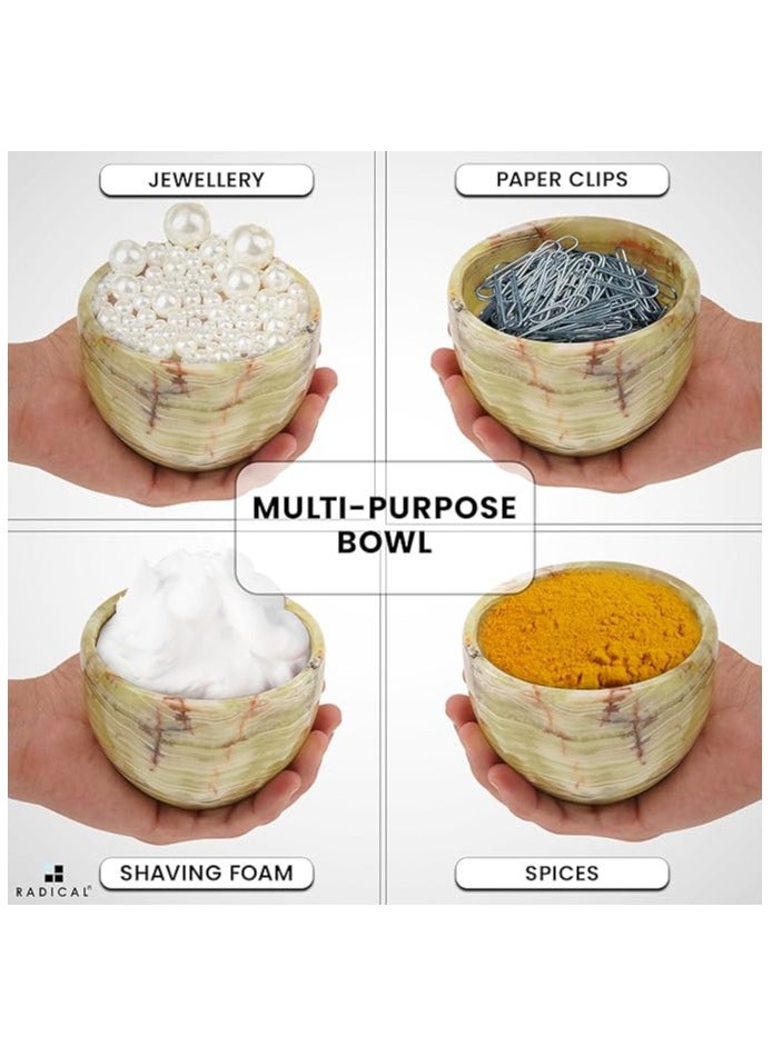 RADICALn Radicaln Multipurpose Bowl 3'' Inches Green Onyx Handmade Cream Bowl - Marble Bowl For Shaving Foam, Shaving Soap Bowl ,Barber Supplies & Bathroom Accessories  - Image 3