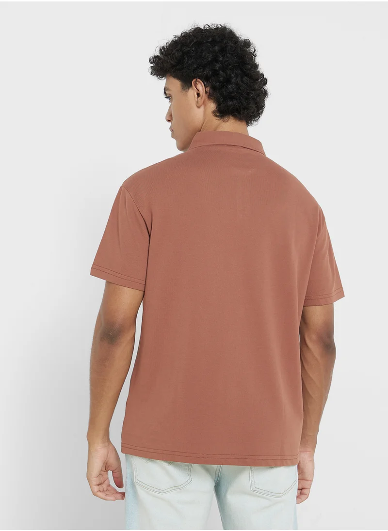 Seventy Five Polo Solid Shorts Sleeve T-Shirt