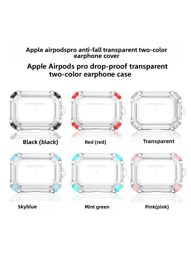 Generic - Transparent TPU Protective Case For AirPods Pro2 And AirPods3 Shockproof Color Block Four Corner Drop Protection Earphone Cover-Color:clear Mint Green-Applicable Model:Airpods3 (new) - Image 1
