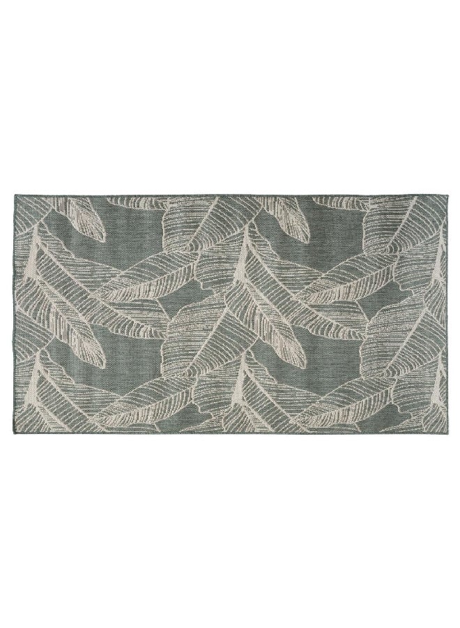 atmosphera Leaf Pattern Decorative Rectangular Indoor/Outdoor Rug Green 150 x 230 cm 194303B - Image 1