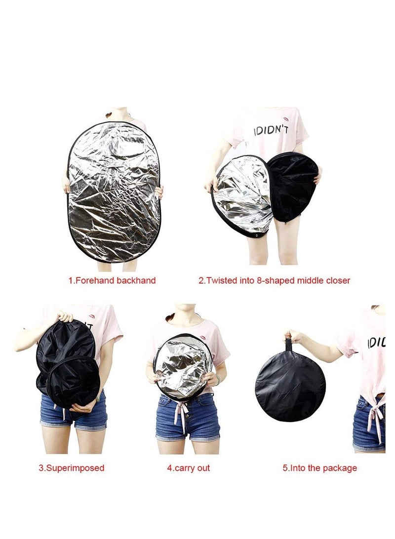 5 in 1 Portable Multi Camera Lighting Reflector/Diffuser Kit with Carrying Case for Photography Photo Studio Lighting & Outdoor Lighting - Image 4