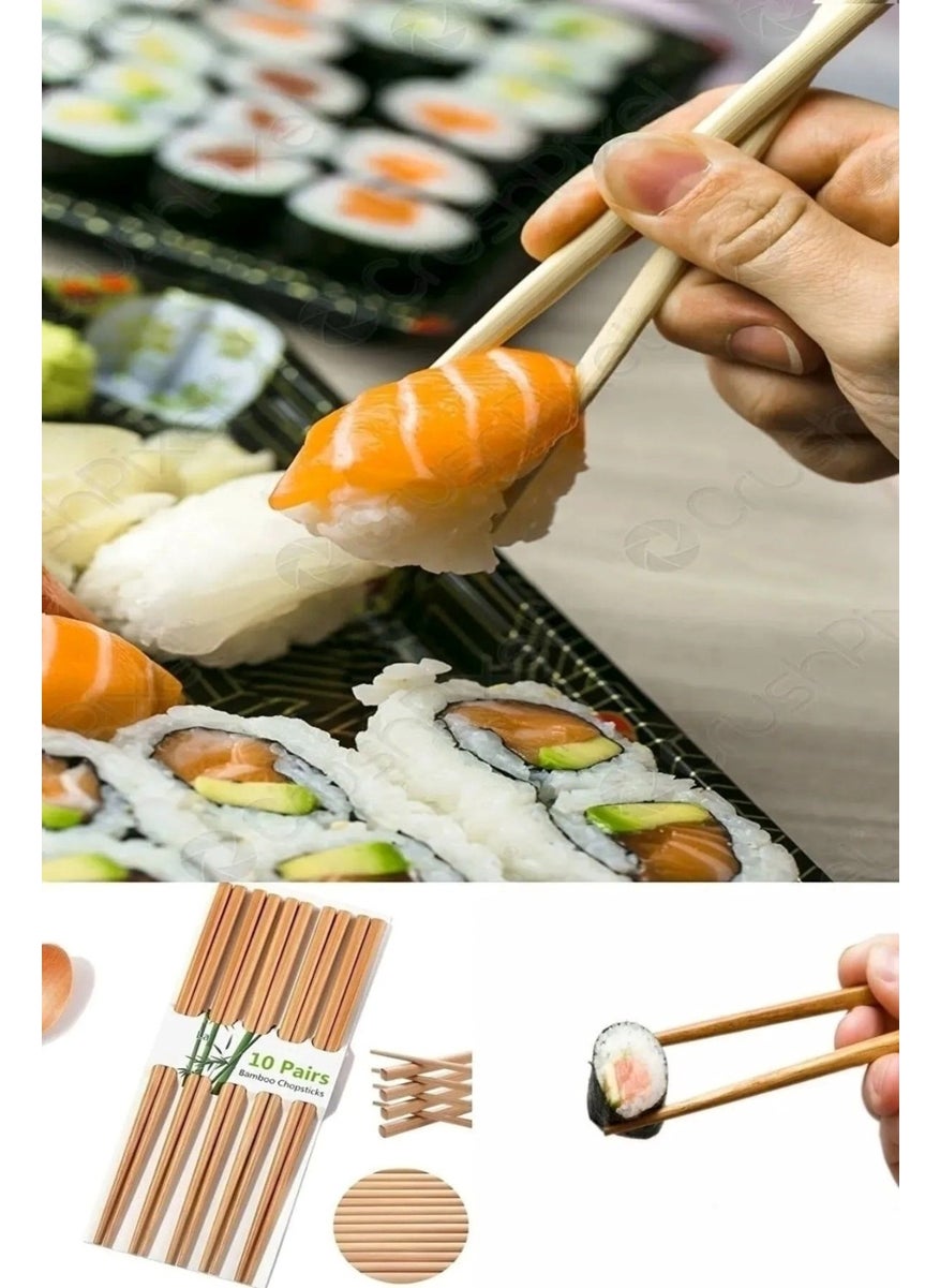 Bizimevde Washable Organic Bamboo Chinese Chopsticks Chopstick 20 Pieces  - Image 3