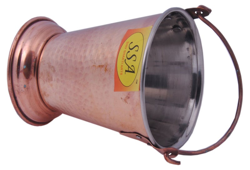 SHIV SHAKTI ARTS Handmade Set of 4 Traditional Steel Copper Bucket/Copper Balti Volume 500 ML Each with 4 Serving Spoons - Image 3