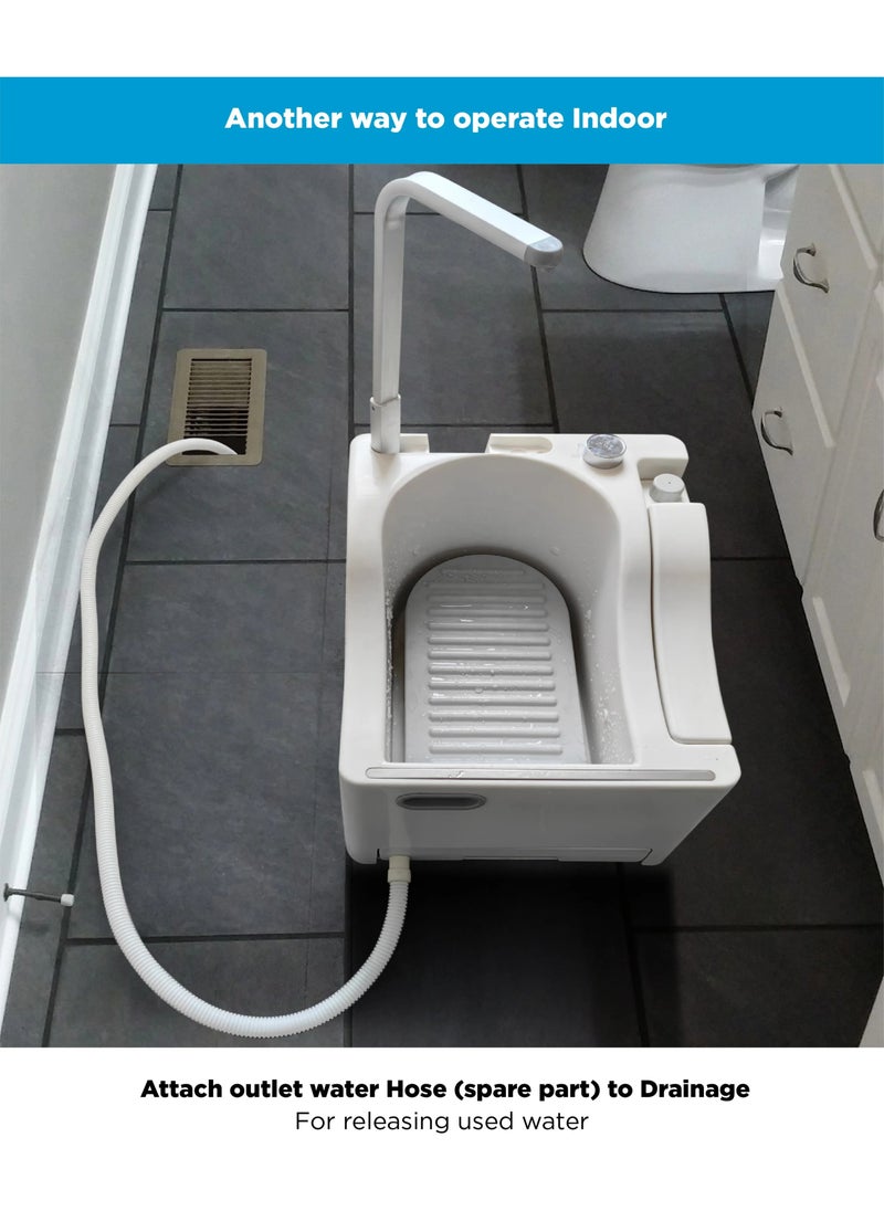 Portable Ablution Basin Multi-Purpose Hand and Feet Washing, Portable Electric Wudu Machine, with Shattaf Sprayer
