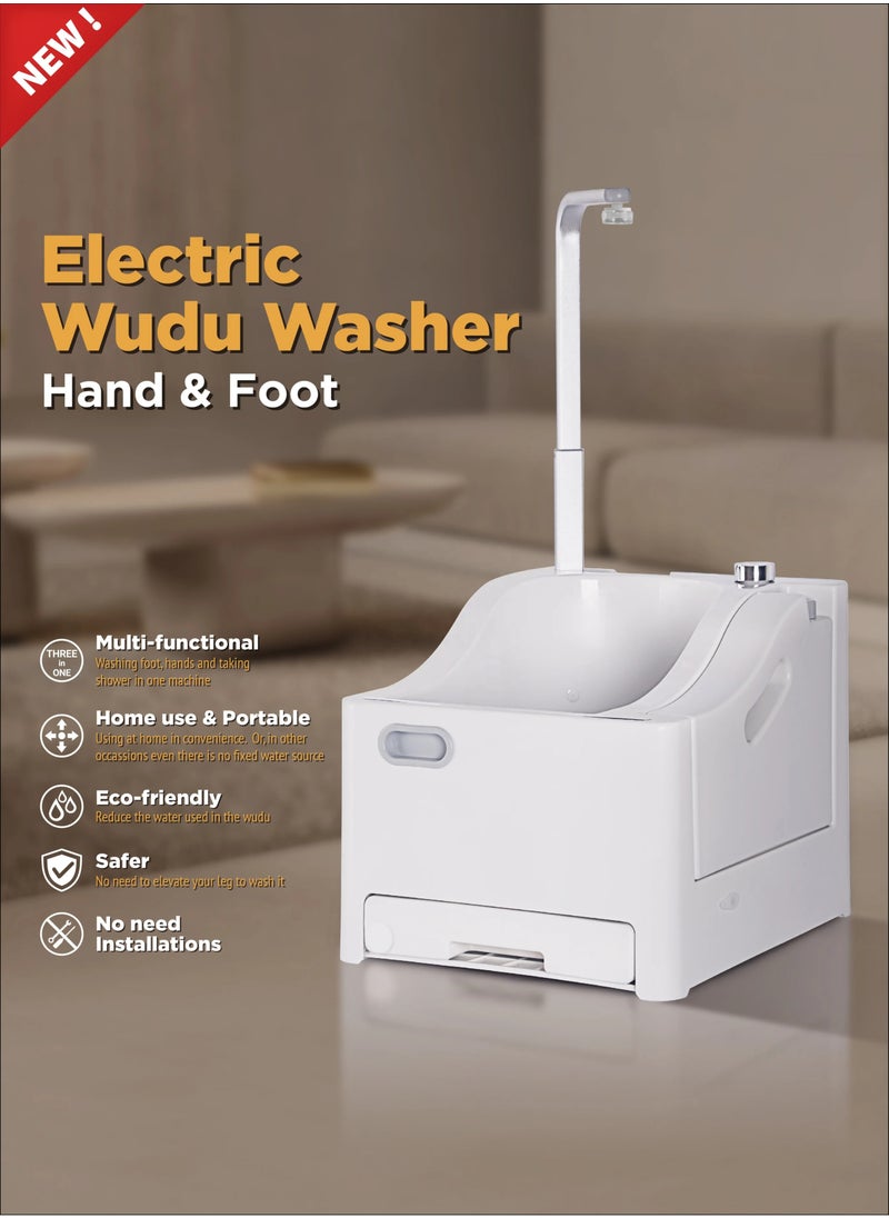 Portable Ablution Basin Multi-Purpose Hand and Feet Washing, Portable Electric Wudu Machine, with Shattaf Sprayer