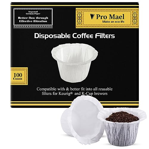 Pro Mael Disposable K Cup Coffee Filters for Keurig Single Cup Use with Resusable K Cups White 100 Count