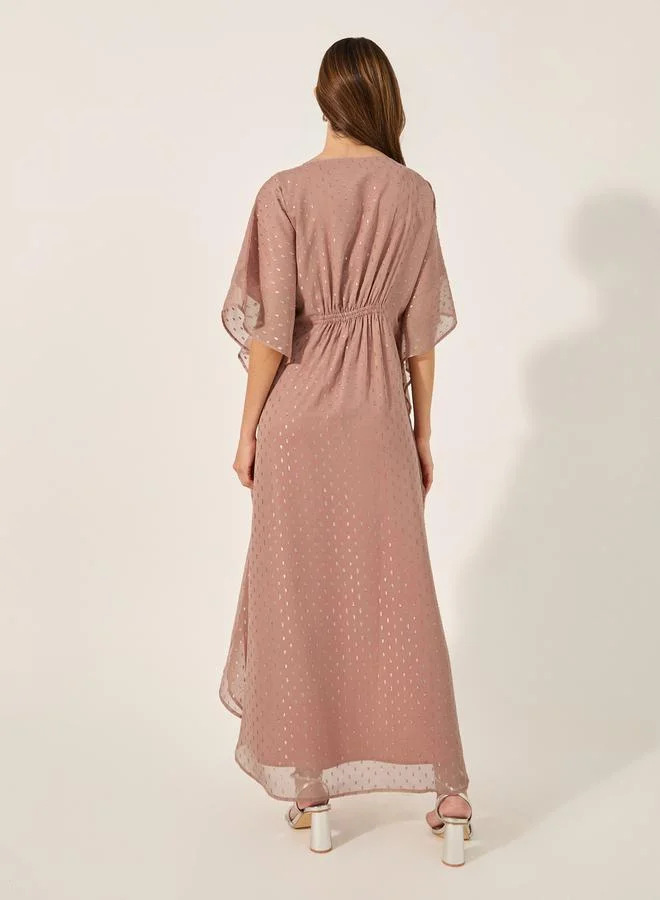 Styli Embellished Waist Round Neck kaftan