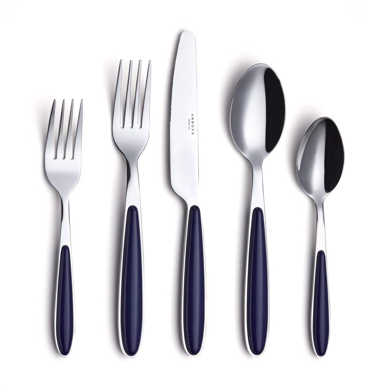 Annova ANNOVA 20PCS Flatware Set  Stainless Steel SilverwareCutlery with Color Handles  4 x Dinner Forks 4 x Salad Forks 4 x Dinner Knives 4 x Dinner Spoons 4 x Dessert Spoons  Service for 4 Blue