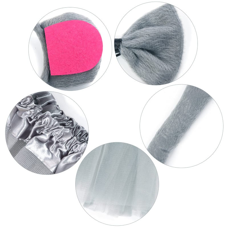 Jmkcoz Gray Mouse Costume Tutu Set, Mouse Ear Headband Bowtie Tail Tutu for Halloween Cosplay Party Dress Up Accessories - Image 4
