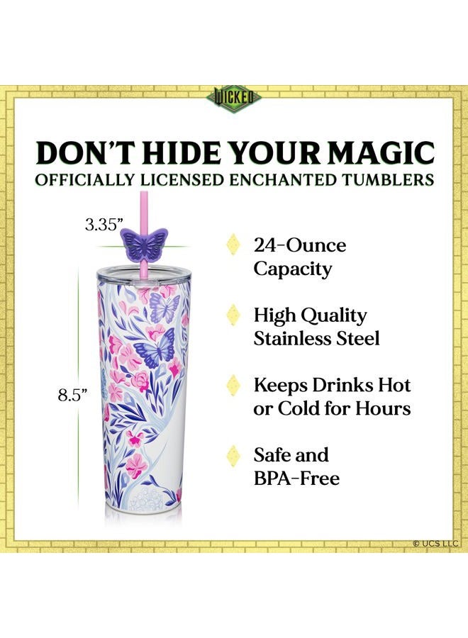 Dragon Glassware x Wicked: For Good 2-Pack 24 oz Vacuum Insulated Tumbler with Lid and Straw - Set of 2 Wicked Tumblers with 4 Straws and Toppers - Official Wicked Merch - Shadows - Image 3