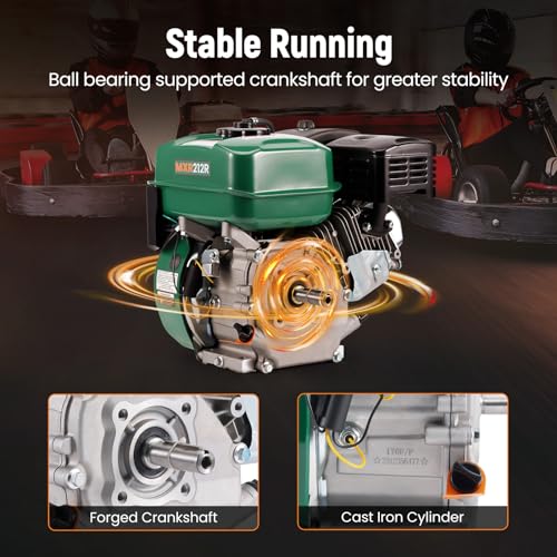 maXpeedingrods 7HP 212cc Gas Engine, 4 Stroke OHV Horizontal Shaft Gasoline Engine, Shaft 3/4" (19mm) Diameter, Shaft 3/16" Keyway for Go-Karts Compressors Lawn Mowers Water Pumps - Image 3