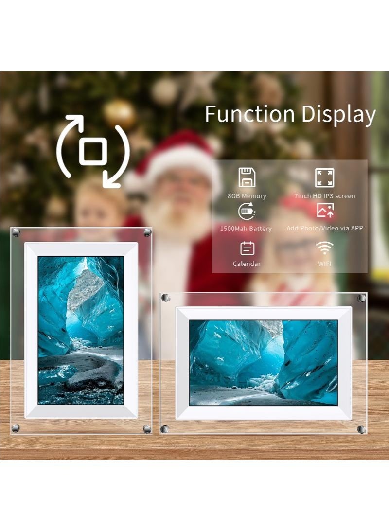 Bluejw 7 Inch Digital Picture Frame Acrylic Video Frame Digital Photo Frame With Memory 2000Mah Built In Battery Auto-Rotate Slideshow Easy Setup Perfect For Heartfelt Gifts Birthday Gifts Hoilday Gifts - Image 4