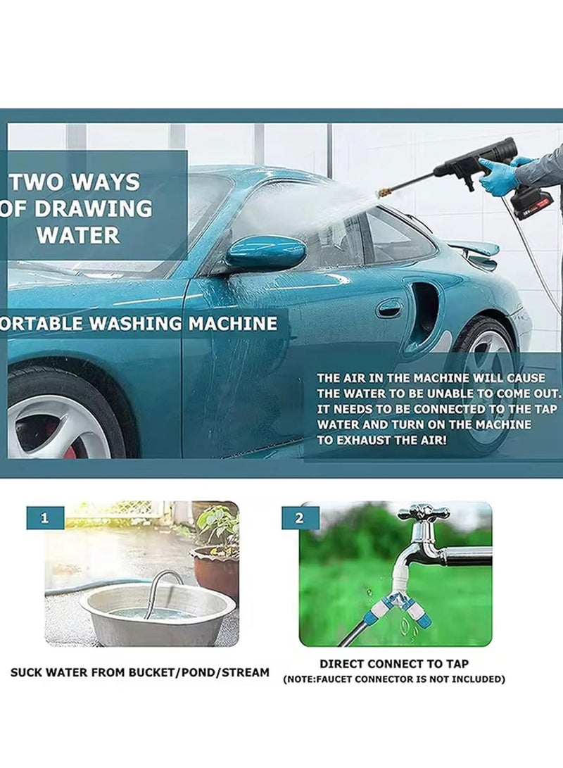 مسدس غسيل سيارات لاسلكي 48V محمول كهربائي ضغط عالي، رذاذ ماء لتنظيف السيارات أرضيات الحديقة والري - Image 4