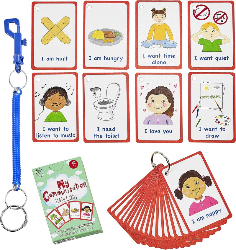 Amonev Special Needs My Communication Cards 27 PECS Flashcards For SEN, Special Ed, Speech Delay Non Verbal Children and adults with Autism for visual aid or cue cards - Image 1