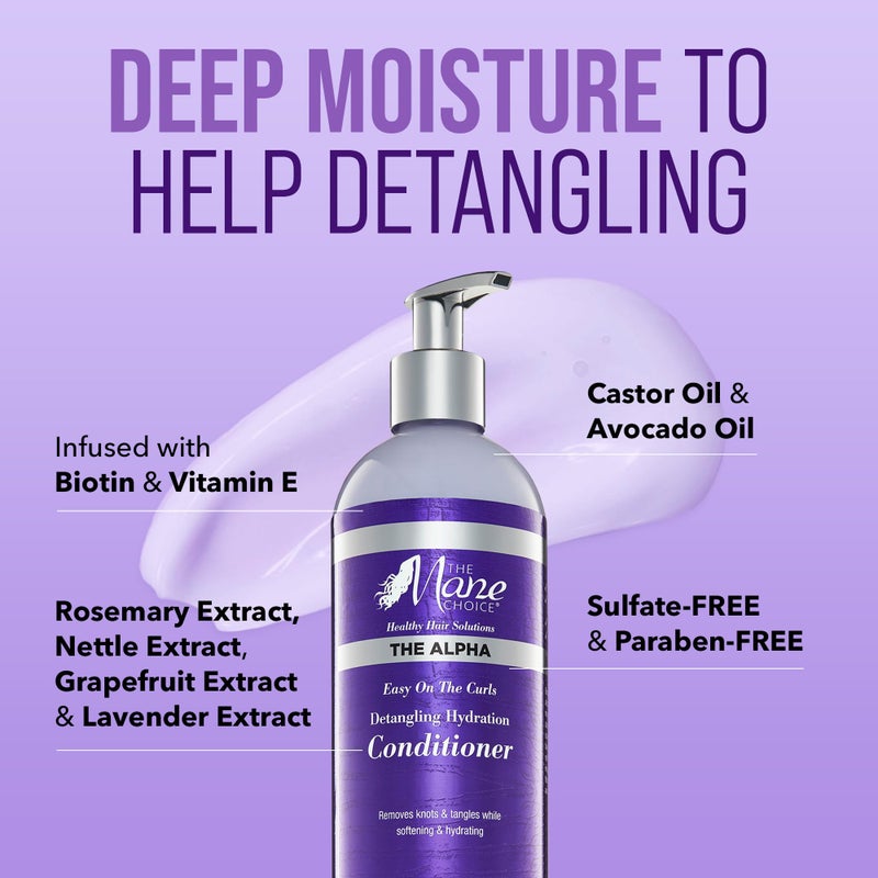 The Mane Choice The Alpha Easy On The Curls Hydration Curly Hair Conditioner, Nourishing Detangling Conditioner Enriched with Biotin & Vitamin E, Sulfate & Paraben-Free, 16 oz - Image 3
