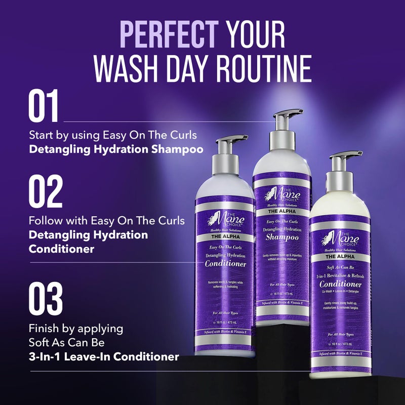 The Mane Choice The Alpha Easy On The Curls Hydration Curly Hair Conditioner, Nourishing Detangling Conditioner Enriched with Biotin & Vitamin E, Sulfate & Paraben-Free, 16 oz - Image 5