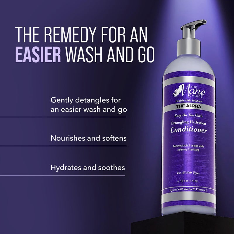 The Mane Choice The Alpha Easy On The Curls Hydration Curly Hair Conditioner, Nourishing Detangling Conditioner Enriched with Biotin & Vitamin E, Sulfate & Paraben-Free, 16 oz - Image 2