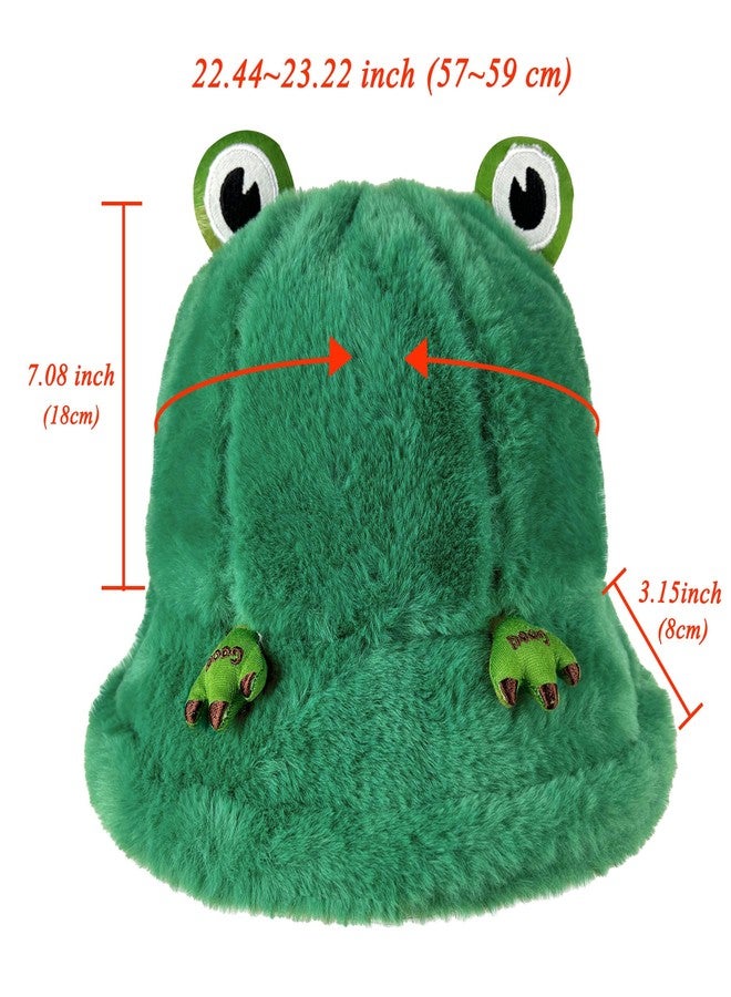 Kejea Fuzzy Frog Bucket Hat Women Men Cute Fluffy Sherpa Frog Bucket Hat Winter Warm Plush Fisherman Cap - Image 3