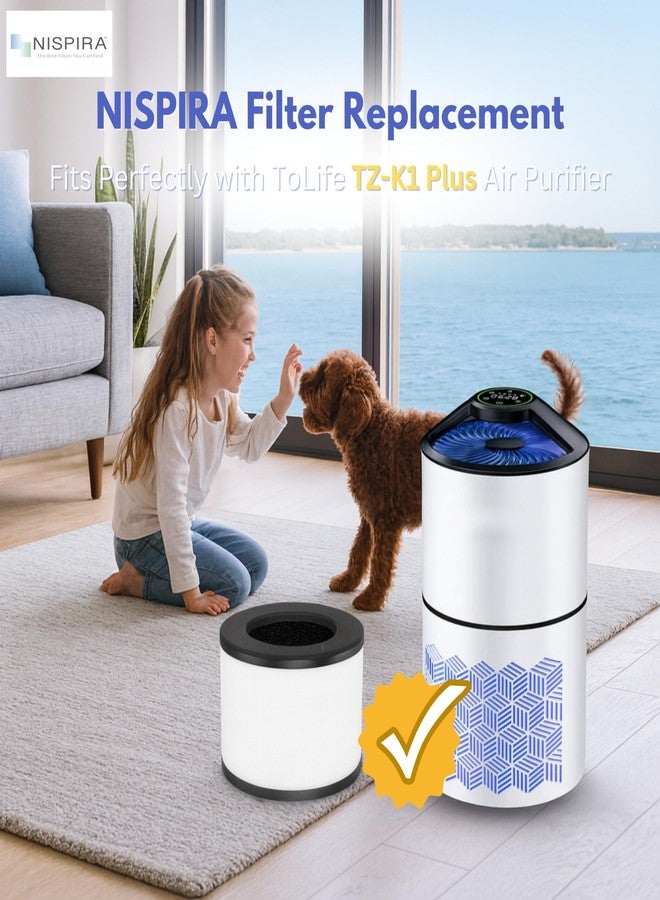 Nispira TZ-K1 Plus Replacement Filter Compatible with ToLife TZ-K1 Plus Air Purifiers Large Room 1291 Sq ft Size 7"L x 8"W x 8"Th, 1 Pack - Image 2